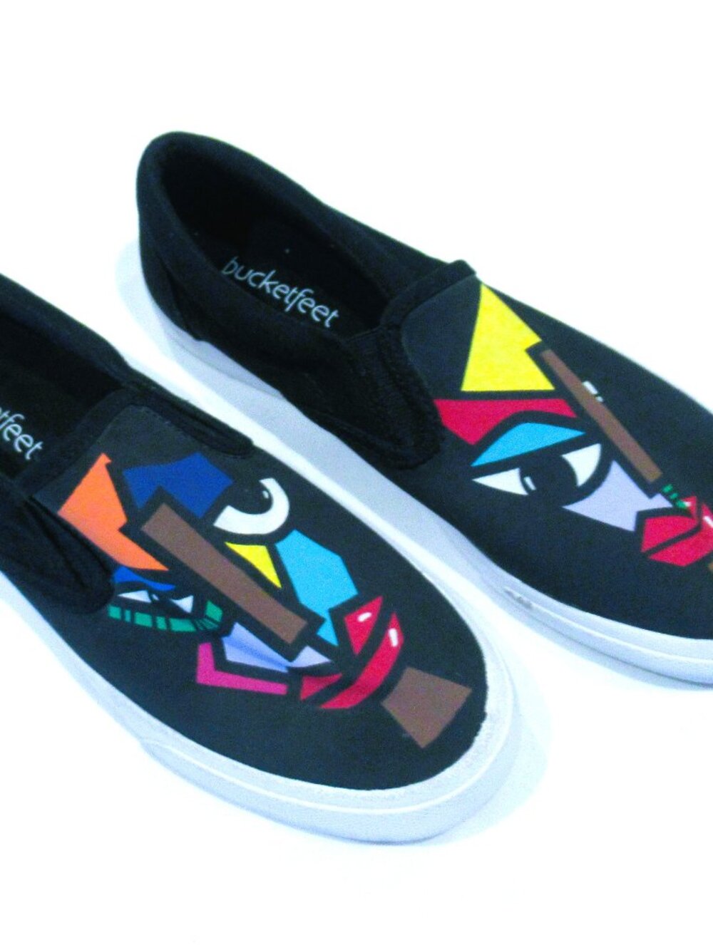 Bucketfeet black tennis shoes, The Duo pattern, sz. 8.5 US